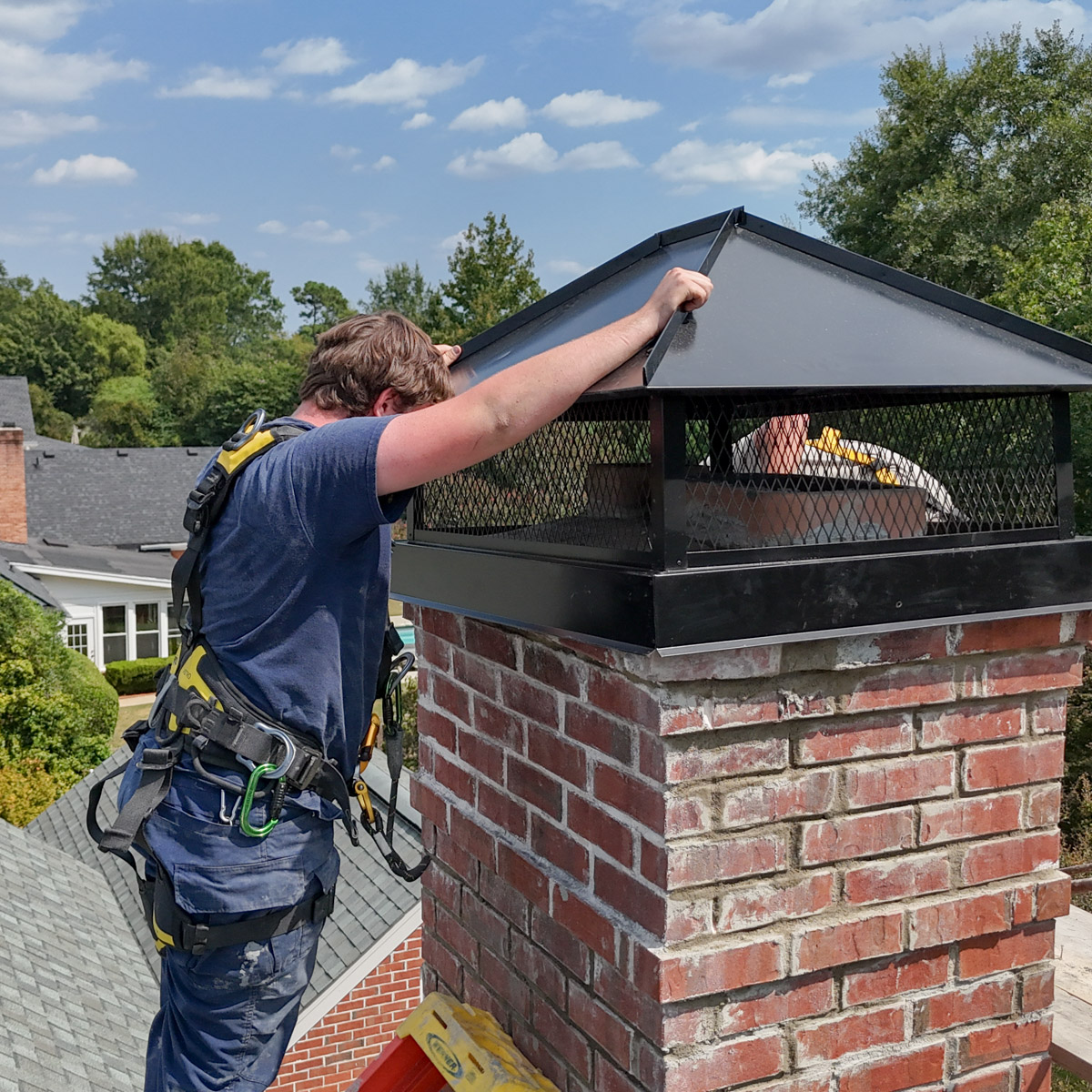 Installing custom, full-width chimney caps in North Augusta, GA & Irmo, SC