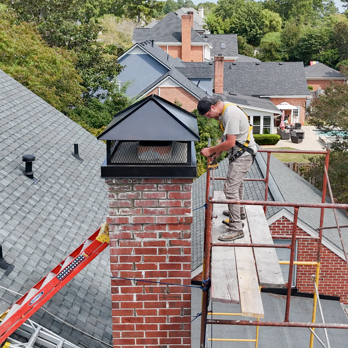 Installing new custom chimney caps in Spartanburg & Duncan, SC